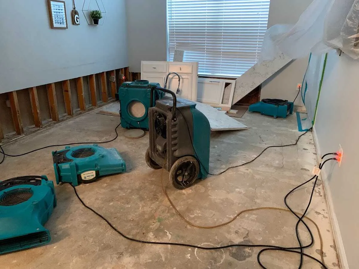 Dehumidifier in flood-cut room for Water Damage Restoration in Meadow Woods